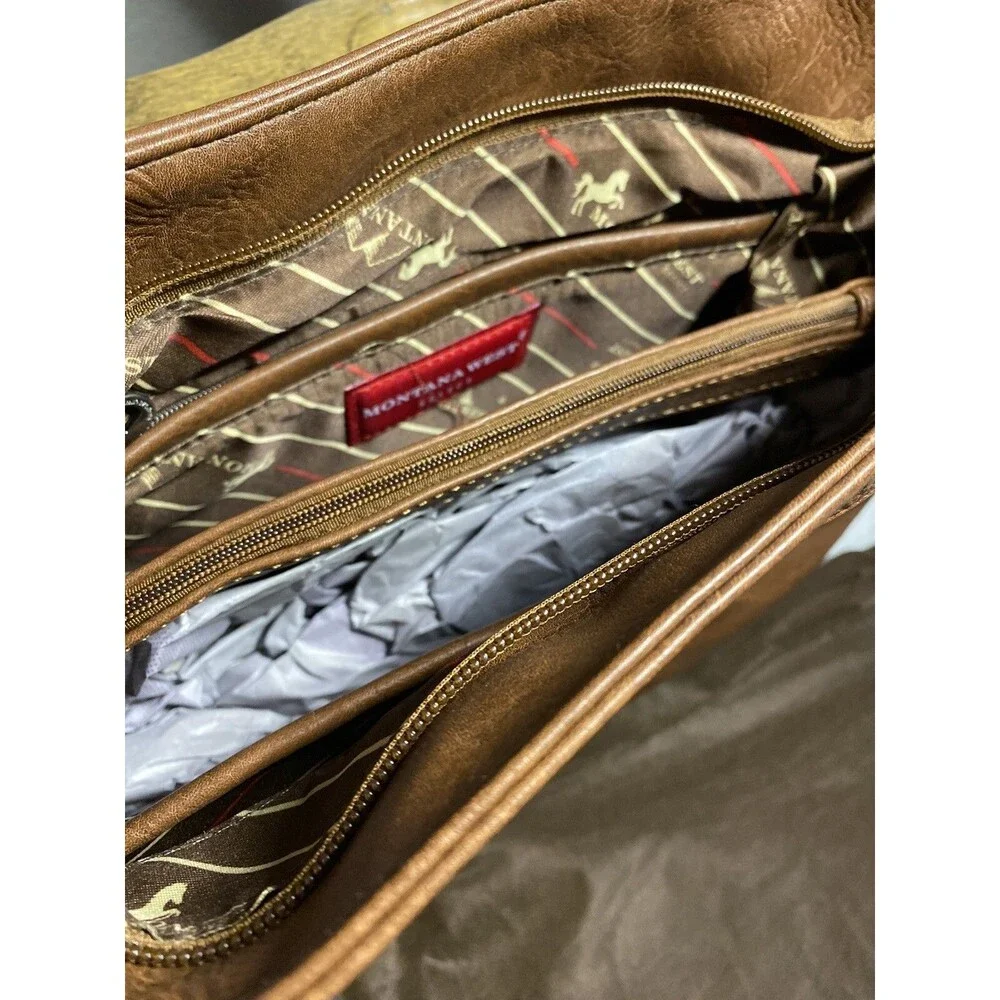 Montana West Conceal Carry Tote Brwn Shoulder Bag MSRP  59.99 Braided Detail NWT